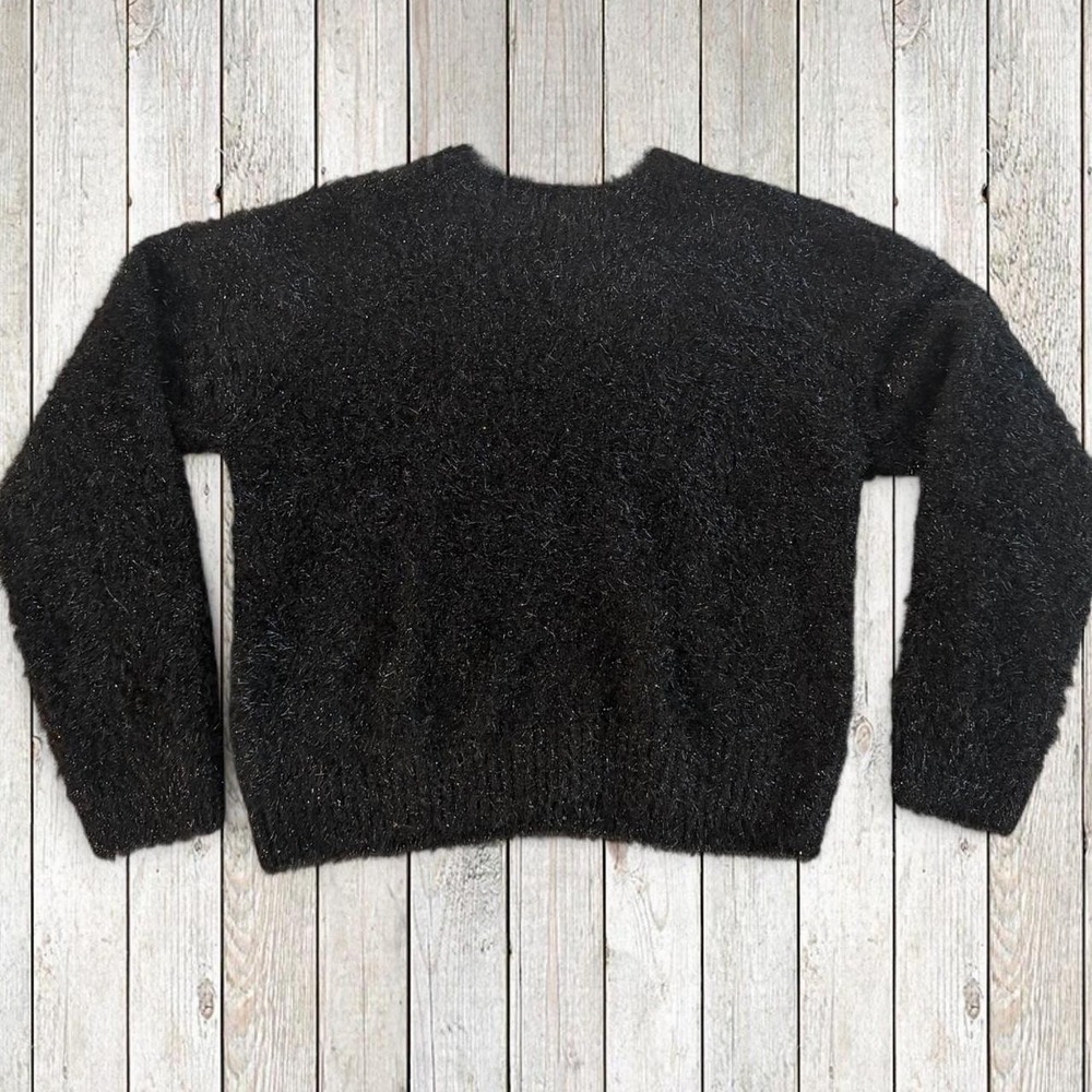 Sugar & Jade Girls Black Metallic Fuzzy Eyelash Sweater Size XL 18